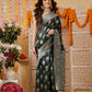 Green & Silver Threads Work Cotton Jamdani Saree