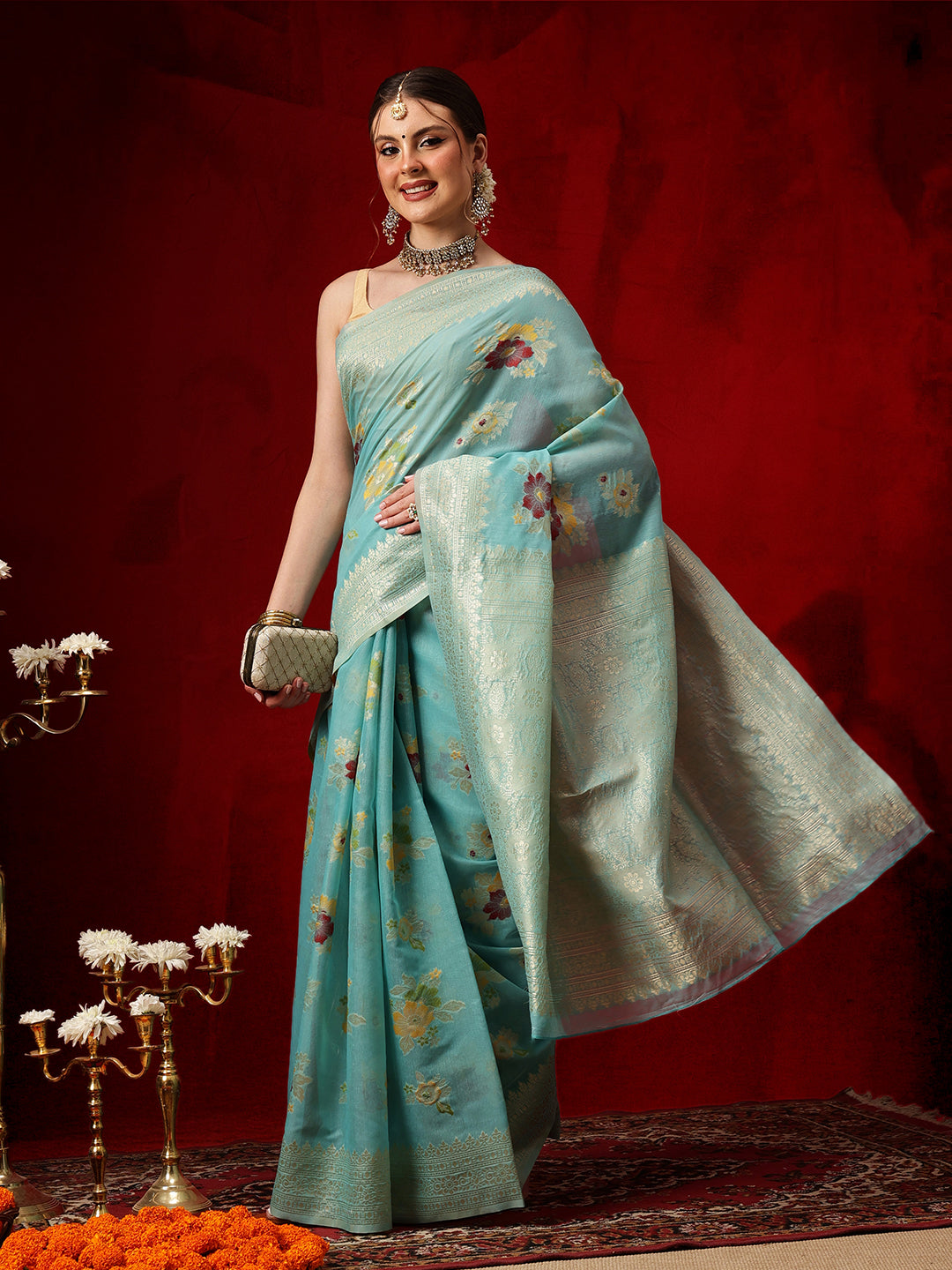 Cotton Jamdani Saree With Unstitched Blouse Piece