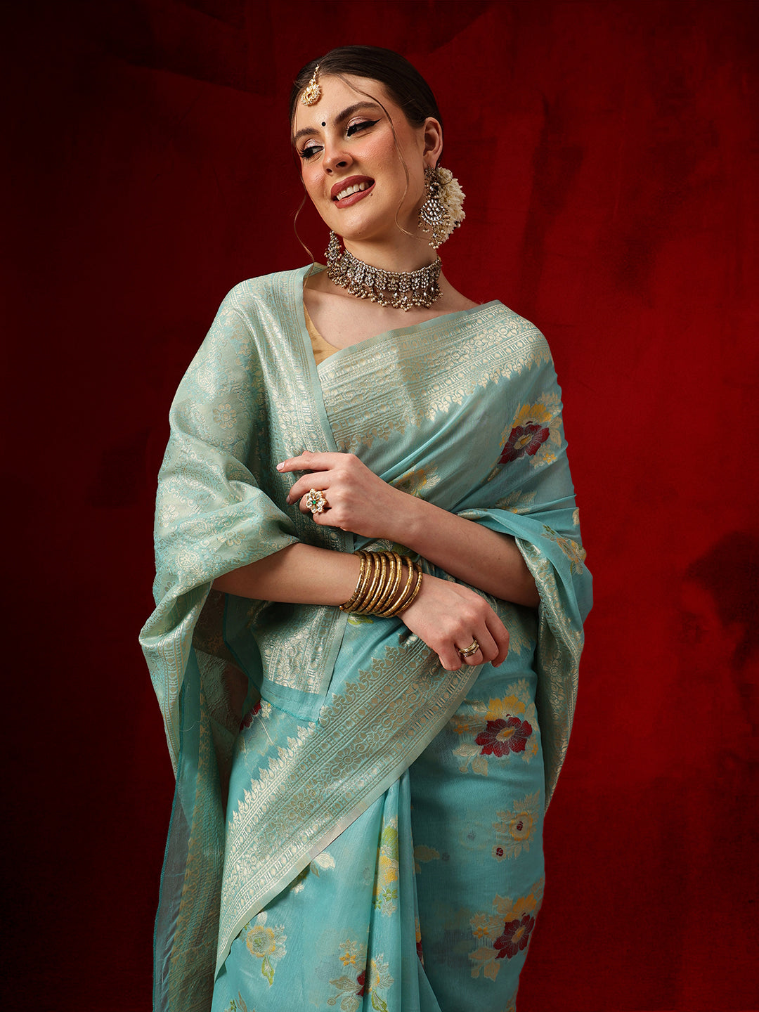 Cotton Jamdani Saree With Unstitched Blouse Piece