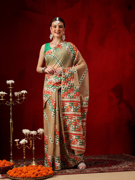 Cotton Jamdani Saree With Unstitched Blouse Piece
