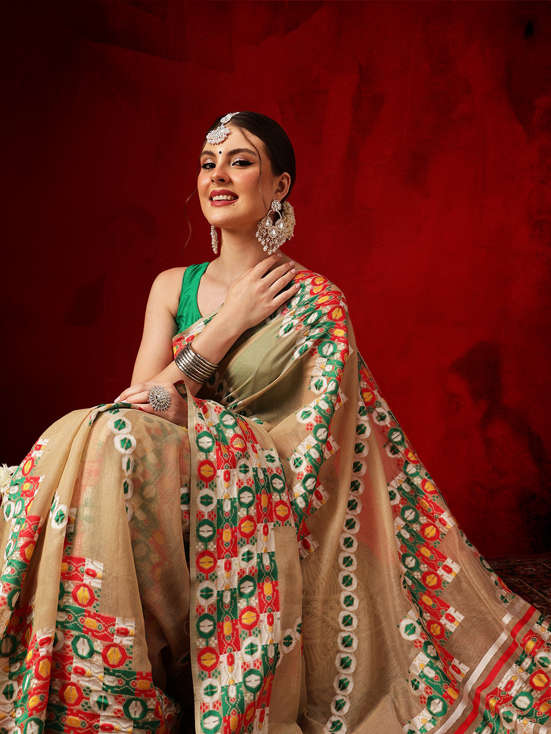 Cotton Jamdani Saree With Unstitched Blouse Piece