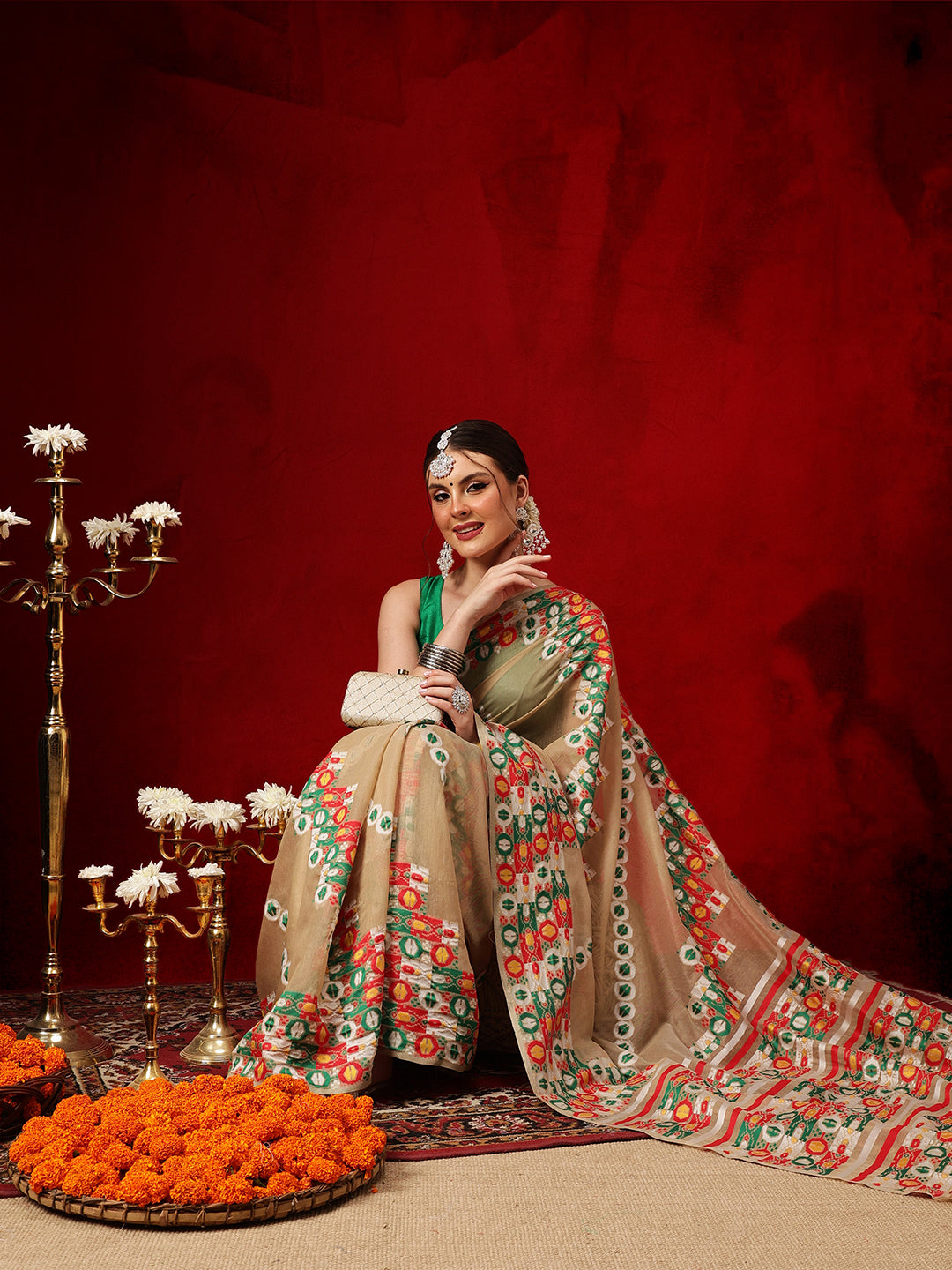 Cotton Jamdani Saree With Unstitched Blouse Piece