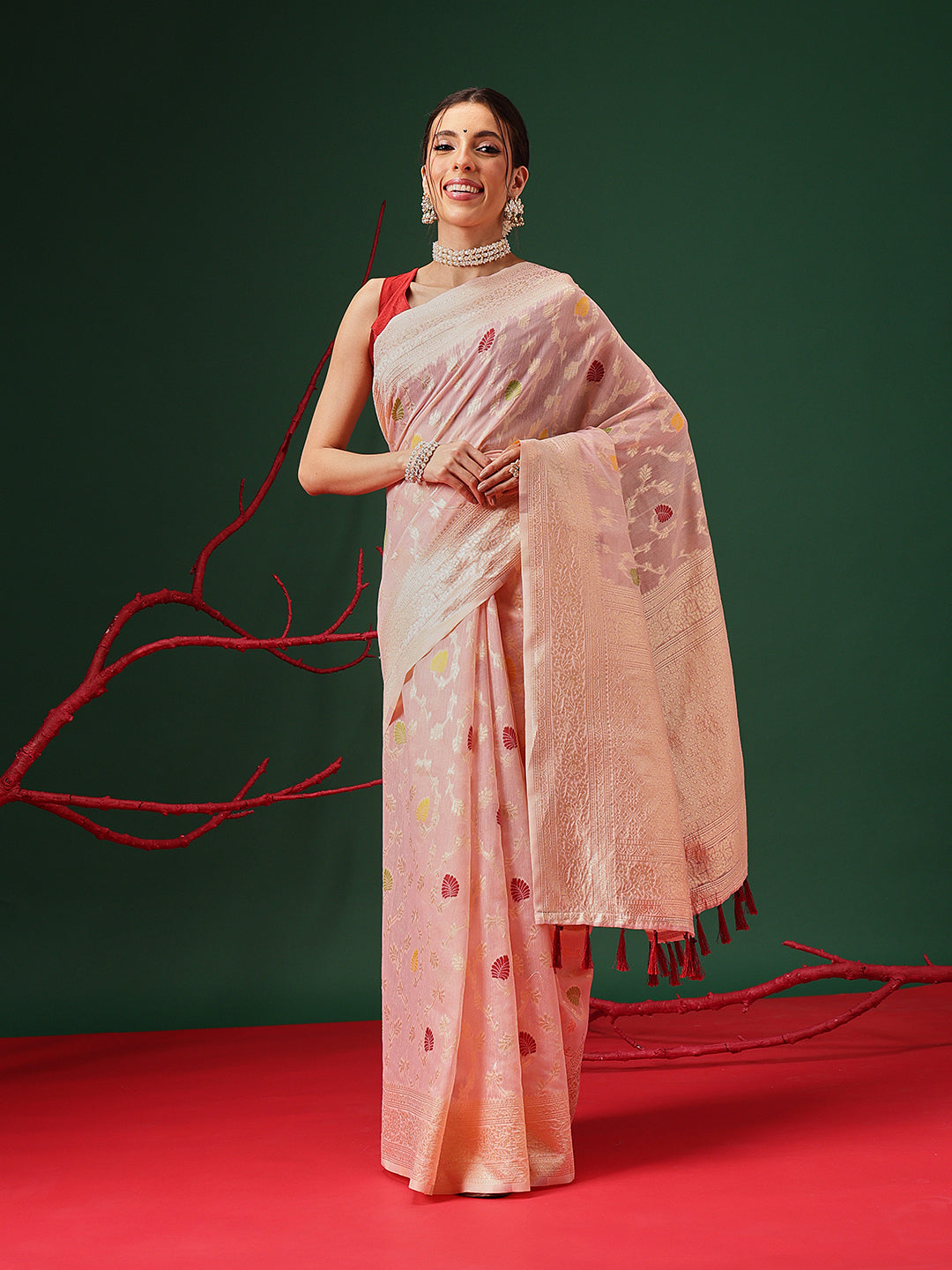 Dhakai Cotton Phulkari Jamdani Saree