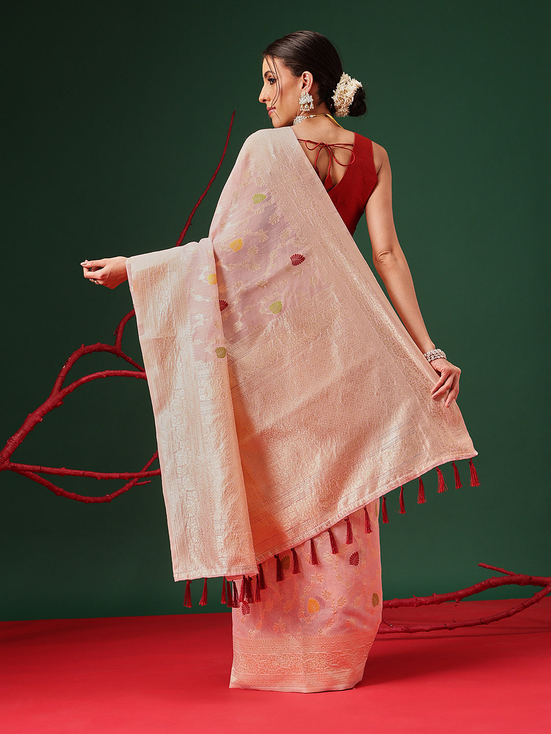 Dhakai Cotton Phulkari Jamdani Saree