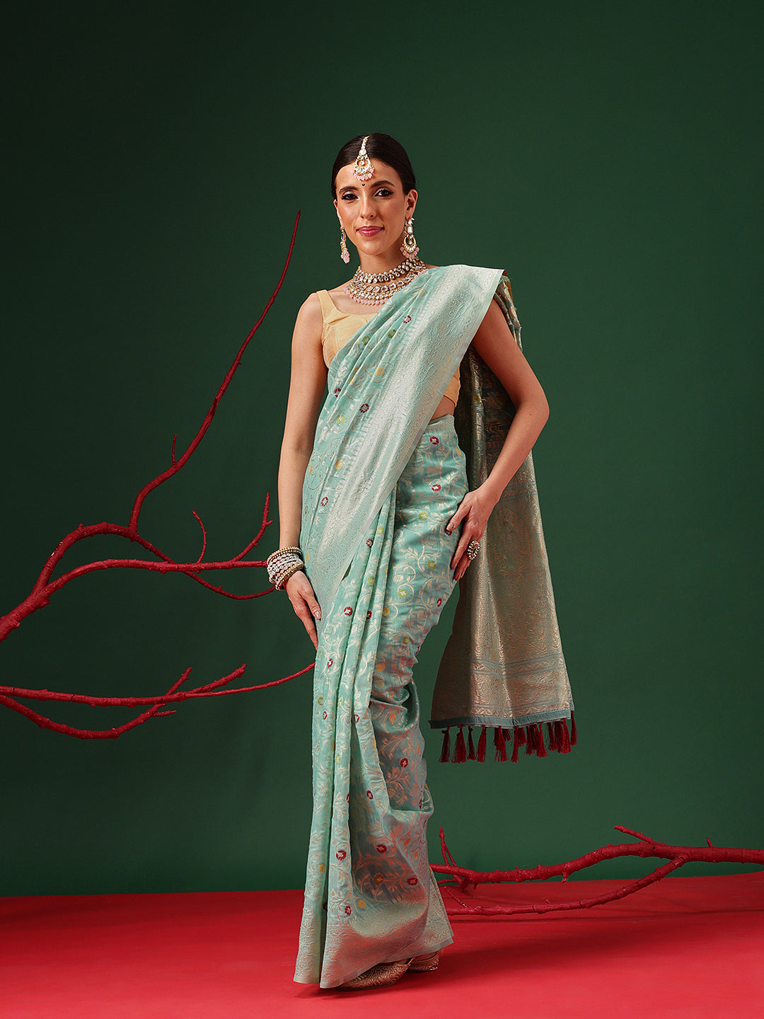Dhakai Cotton Phulkari Jamdani Saree