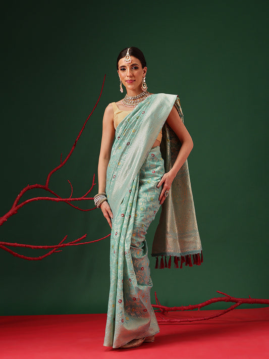 Dhakai Cotton Phulkari Jamdani Saree