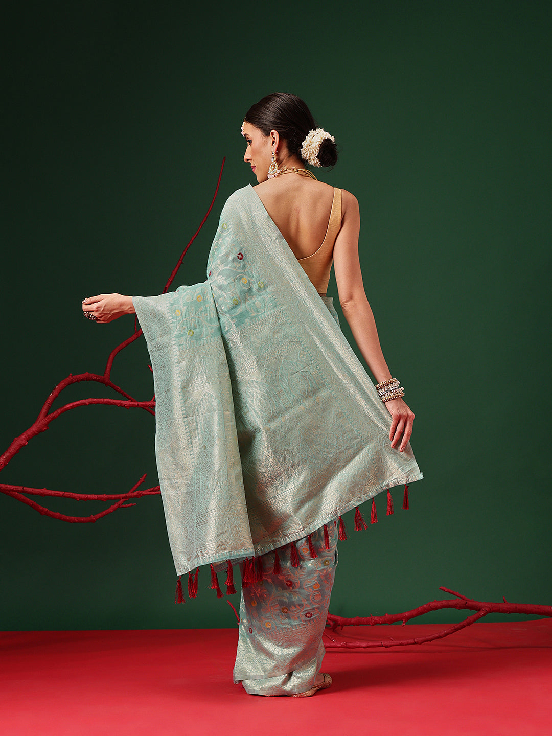 Dhakai Cotton Phulkari Jamdani Saree