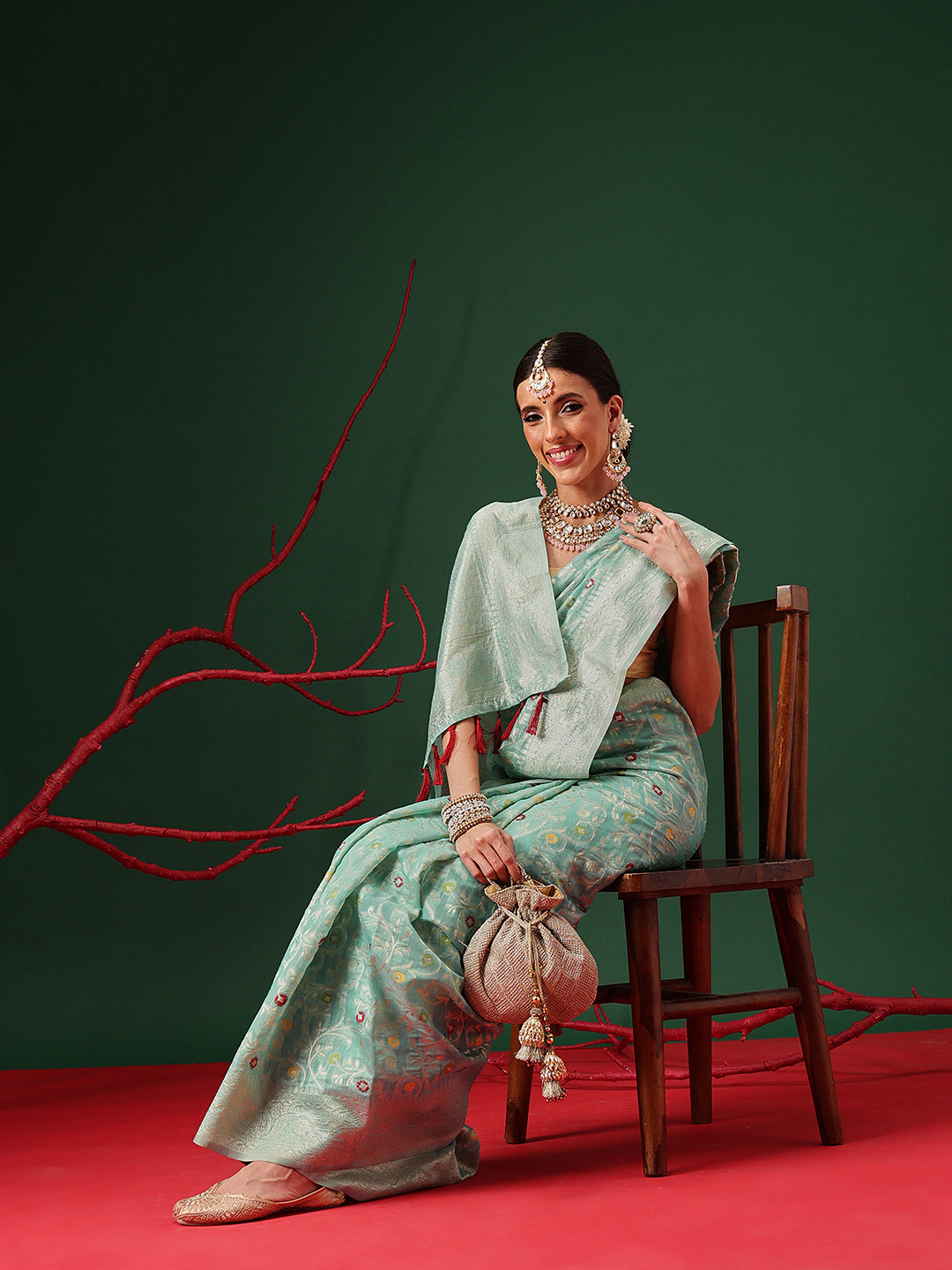 Dhakai Cotton Phulkari Jamdani Saree