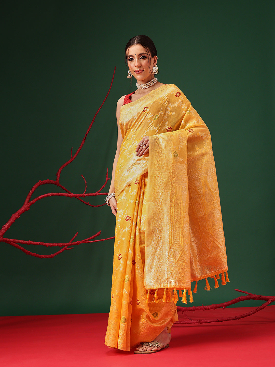 Dhakai Cotton Phulkari Jamdani Saree