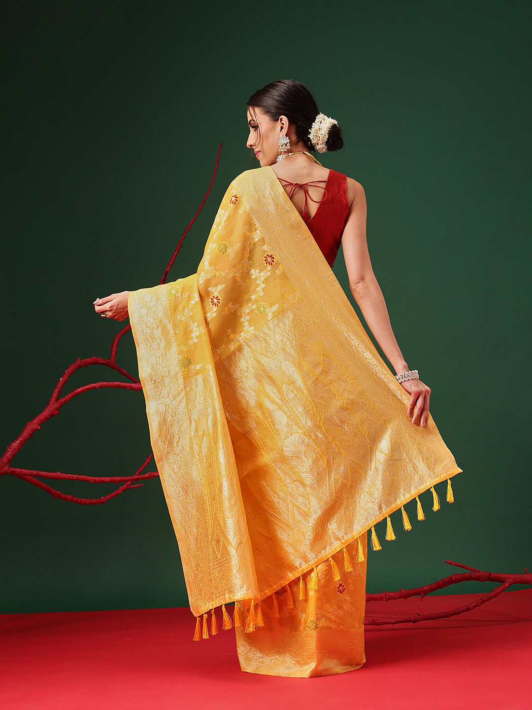 Dhakai Cotton Phulkari Jamdani Saree