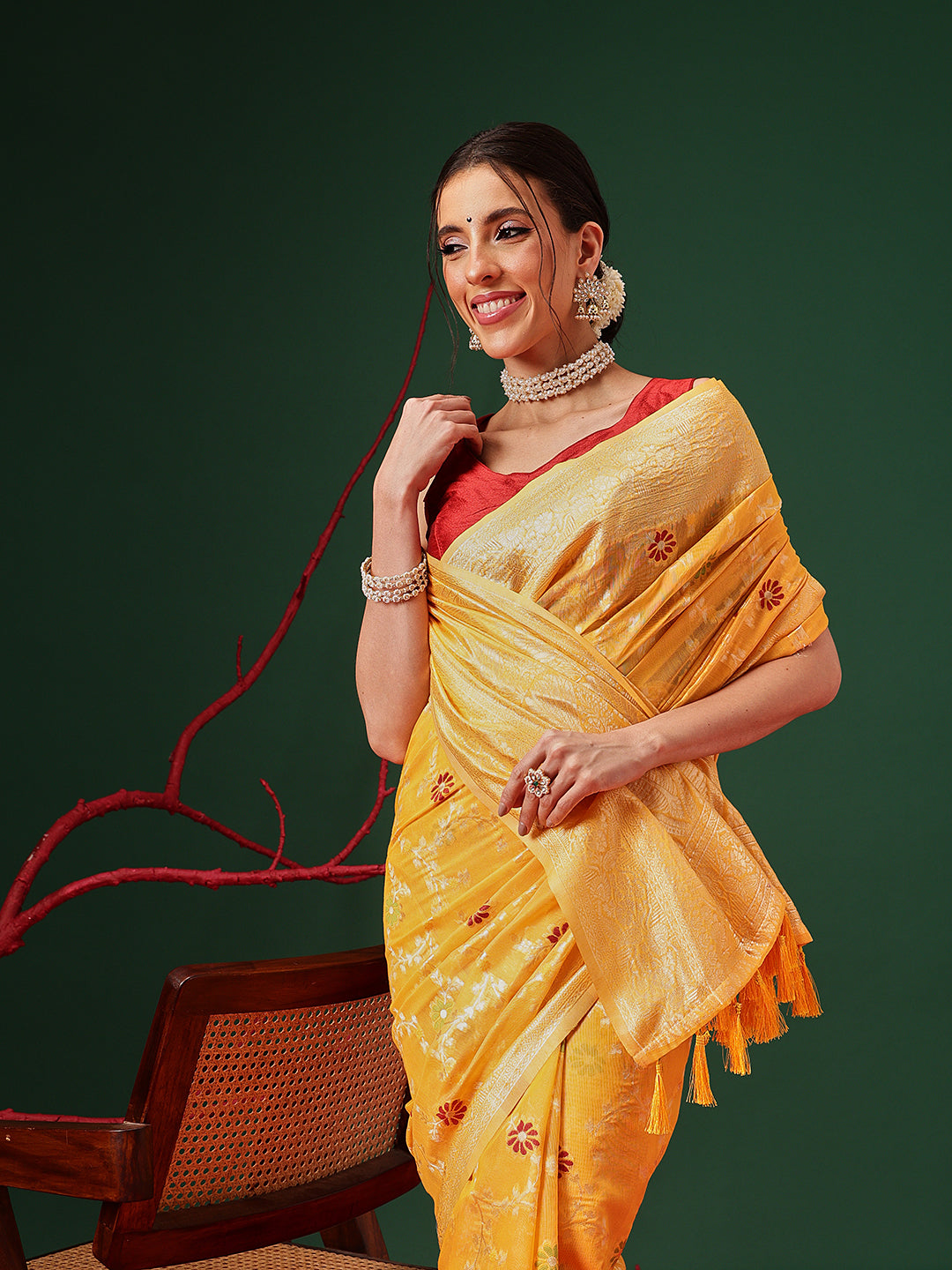 Dhakai Cotton Phulkari Jamdani Saree