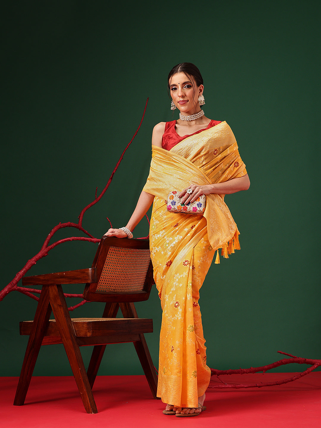 Dhakai Cotton Phulkari Jamdani Saree