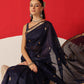 Cotton Dhakai Jamdani Saree With Small Zari Border & Tassels