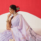 Light Color Jamdani Saree With Small Zari Border & Tassels