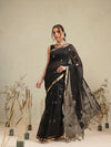 Cotton Blend Woven Design Handloom Premium Jamdani Saree With Tassels