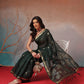 Cotton Blend Woven Design Handloom Premium Jamdani Saree With Tassels