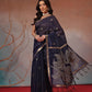 Cotton Blend Woven Design Handloom Premium Jamdani Saree With Tassels