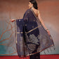 Cotton Blend Woven Design Handloom Premium Jamdani Saree With Tassels