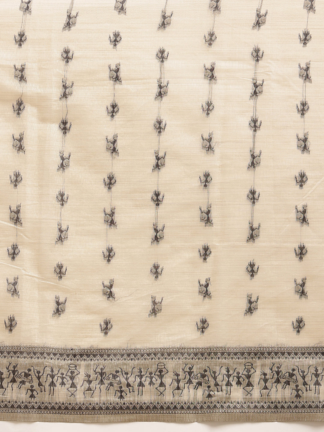Cotton Blend Woven Design Handloom Premium Jamdani Saree With Tassels