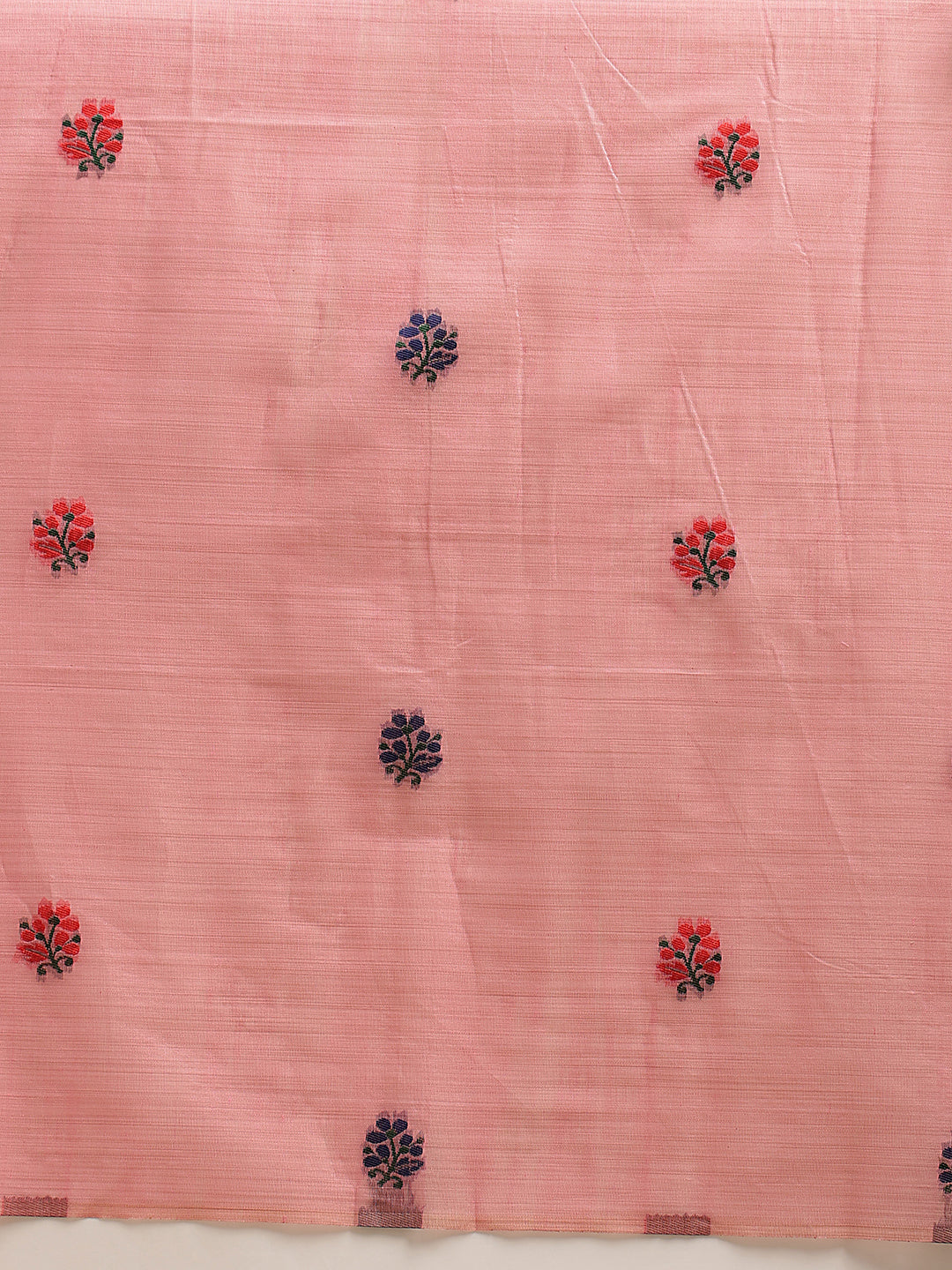 Cotton Blend Woven Design Handloom Premium Jamdani Saree With Tassels