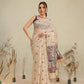 Cotton Blend Woven Design Handloom Premium Jamdani Saree With Tassels
