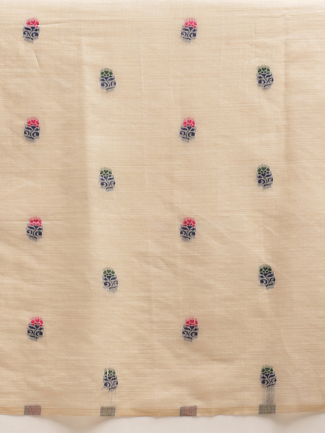 Cotton Blend Woven Design Handloom Premium Jamdani Saree With Tassels