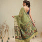 Cotton Blend Woven Design Handloom Premium Jamdani Saree With Tassels