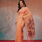 Cotton Blend Woven Design Handloom Premium Jamdani Saree With Tassels