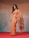 Cotton Blend Woven Design Handloom Premium Jamdani Saree With Tassels