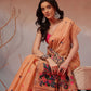 Cotton Blend Woven Design Handloom Premium Jamdani Saree With Tassels