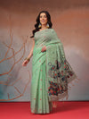 Cotton Blend Woven Design Handloom Premium Jamdani Saree With Tassels