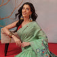 Cotton Blend Woven Design Handloom Premium Jamdani Saree With Tassels