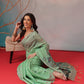 Cotton Blend Woven Design Handloom Premium Jamdani Saree With Tassels