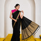 Women's Cotton Silk Saree with Rich Zari Woven Pallu, Elegant Golden Border & Tassels