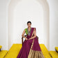 Women's Cotton Silk Saree with Rich Zari Woven Pallu, Elegant Golden Border & Tassels