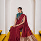 Women's Cotton Silk Saree with Rich Zari Woven Pallu, Elegant Golden Border & Tassels