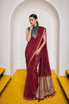 Women's Cotton Silk Saree with Rich Zari Woven Pallu, Elegant Golden Border & Tassels
