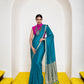 Women's Cotton Silk Saree with Rich Zari Woven Pallu, Elegant Golden Border & Tassels