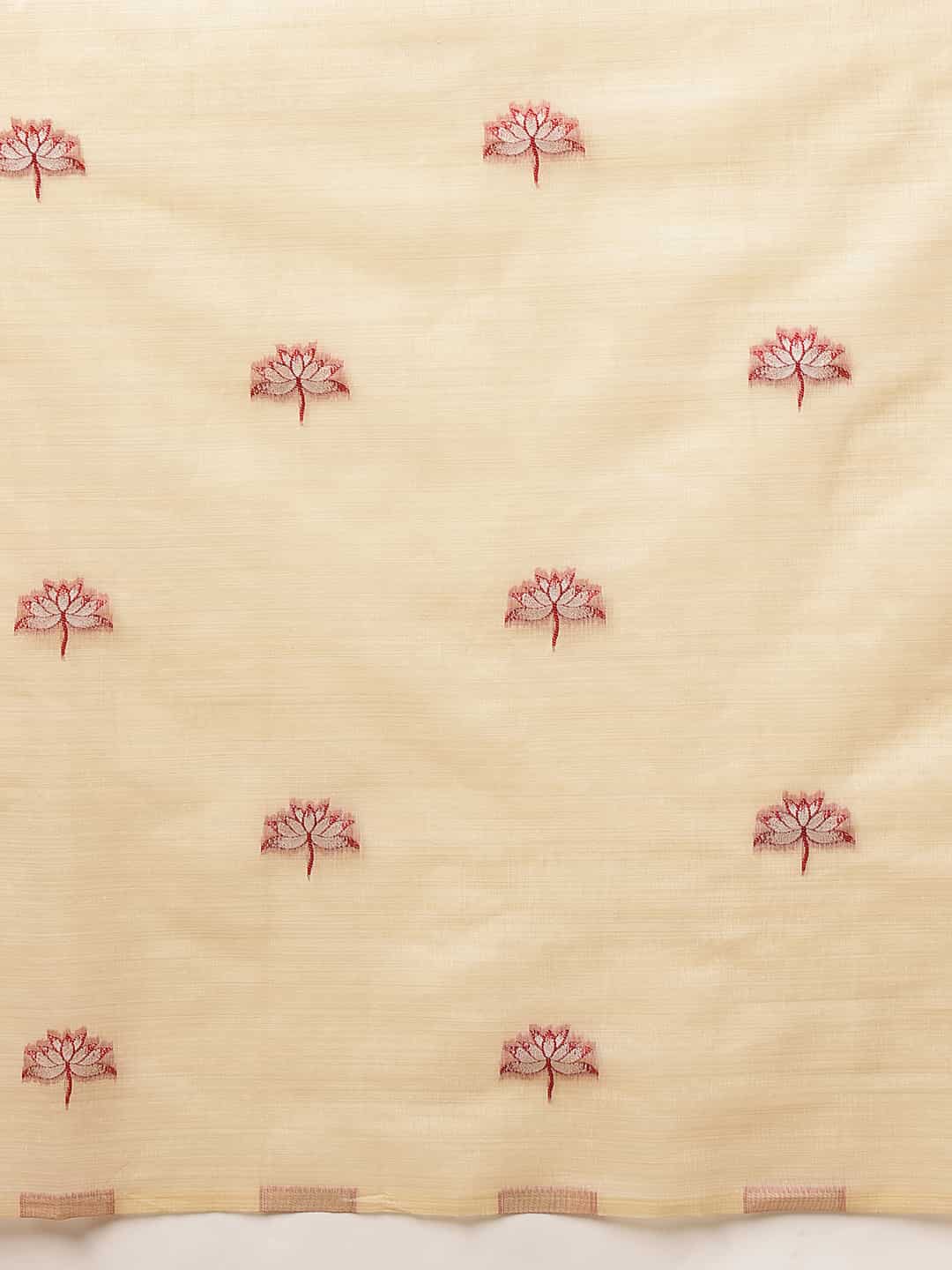 Handloom Inspired Premium Cotton Saree With Animal Motifs – Beige – view 5