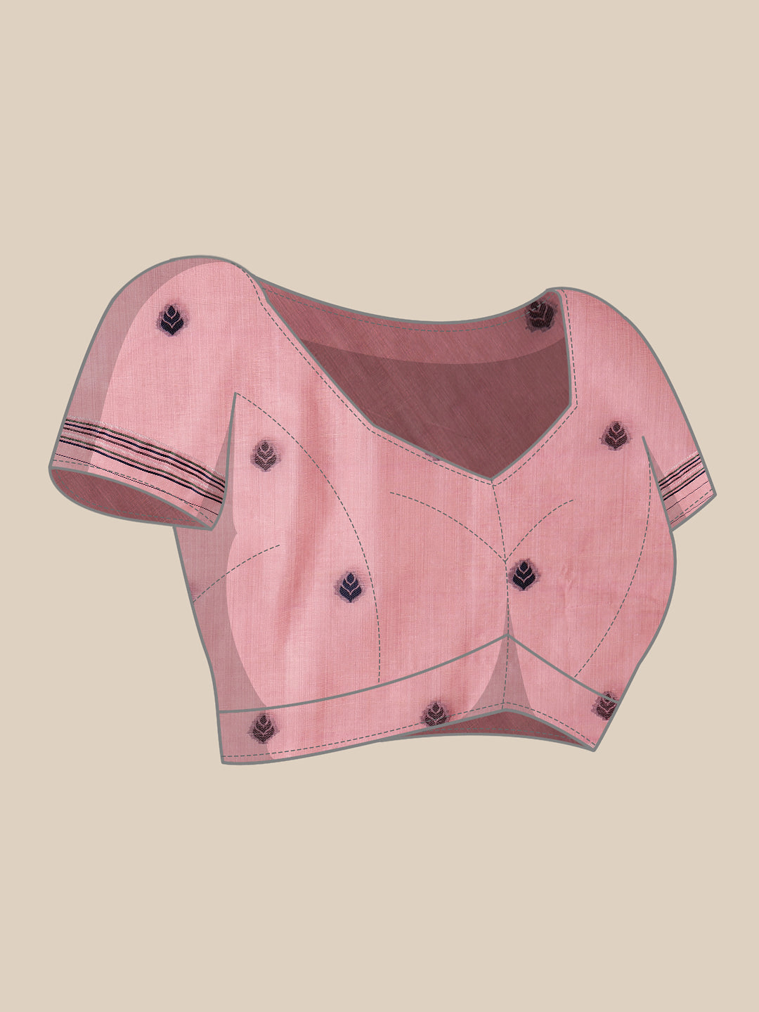 Handloom Inspired Premium Cotton Saree With Animal Motifs – Pink – view 7