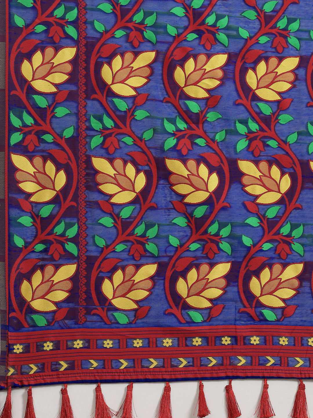 Women's Pure Cotton Jamdani Saree With Unstitched Blouse Piece