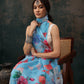 Abstract Chanderi Polyester Silk Saree