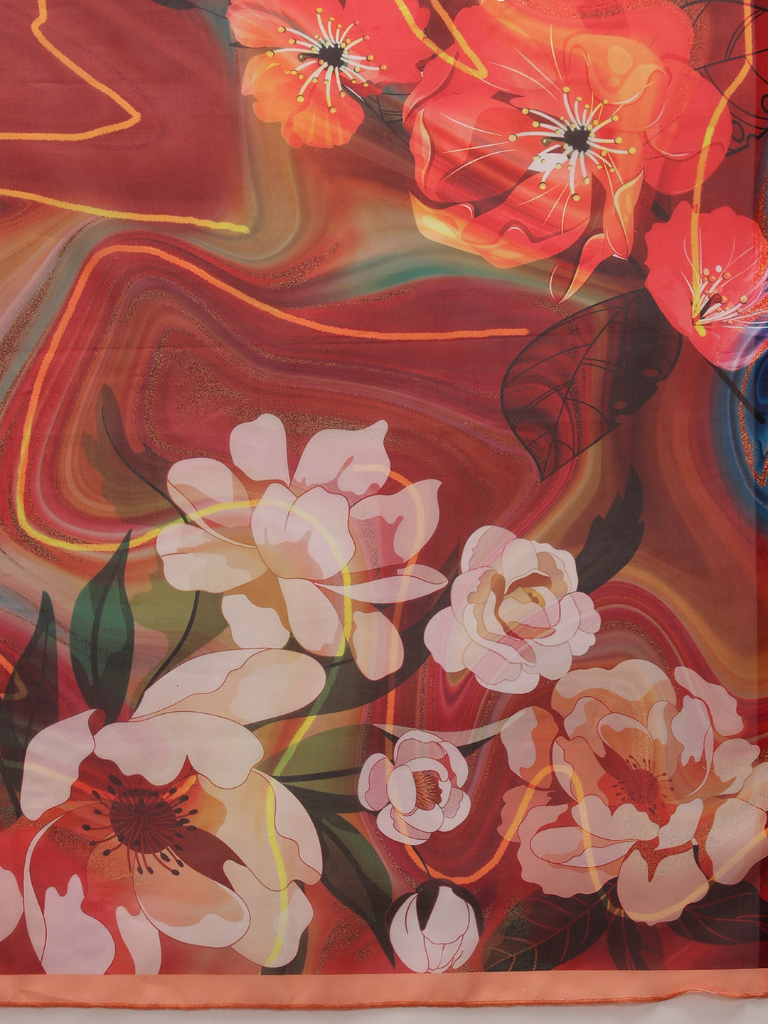 Abstract Chanderi Polyester Silk Saree