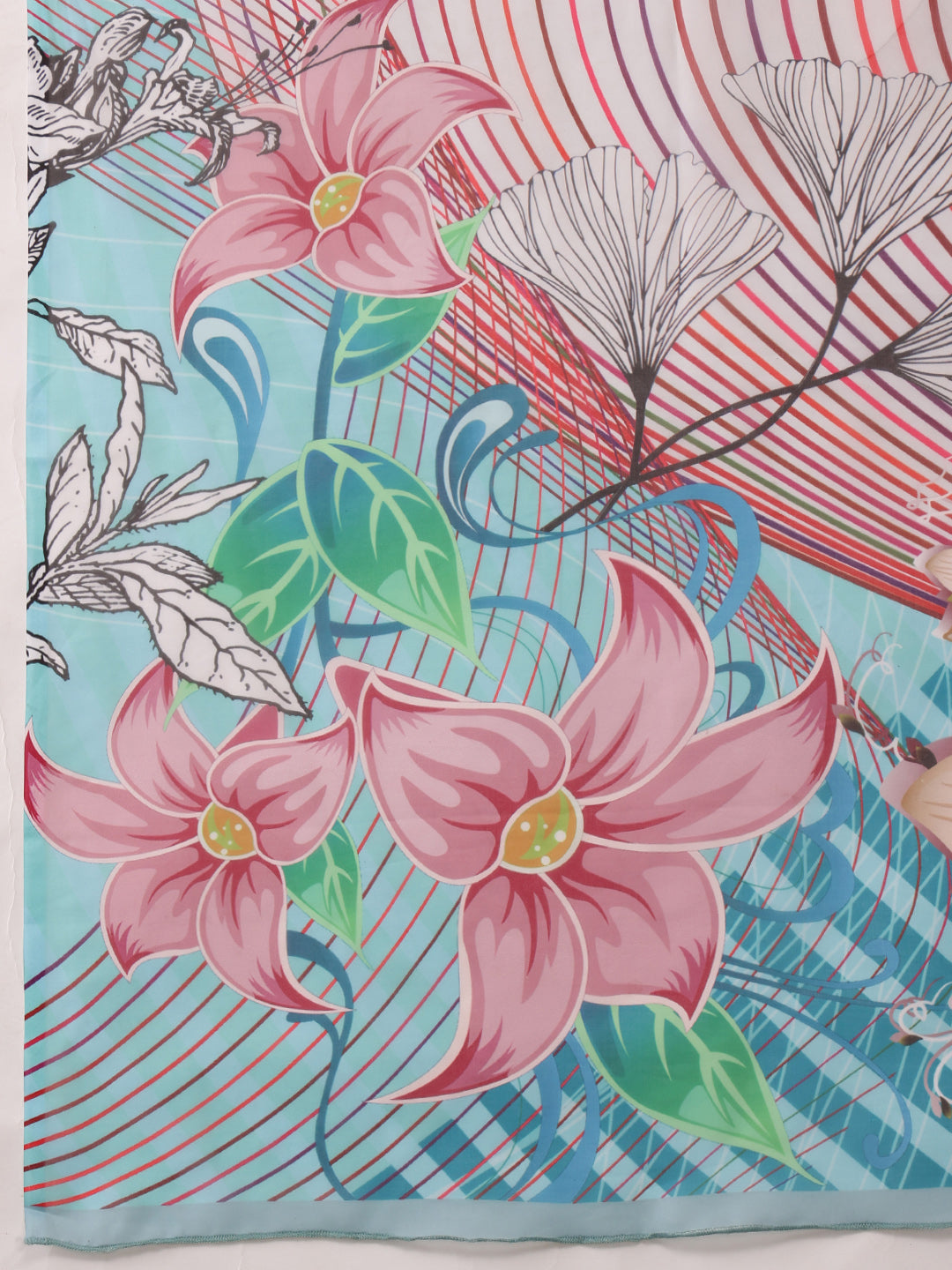 Abstract Chanderi Polyester Silk Saree