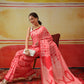 Valentine Special Sensational Heart Design Mal Cotton Pink Saree