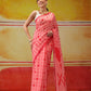 Valentine Special Sensational Heart Design Mal Cotton Pink Saree