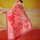 Valentine Special Sensational Heart Design Mal Cotton Pink Saree