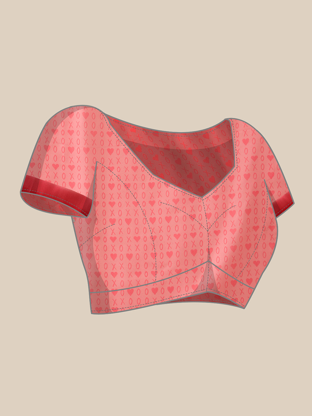 Valentine Special Sensational Heart Design Mal Cotton Pink Saree