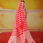 Valentine Special Lahariya Printed Mal Cotton Pink Saree