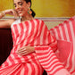 Valentine Special Lahariya Printed Mal Cotton Pink Saree